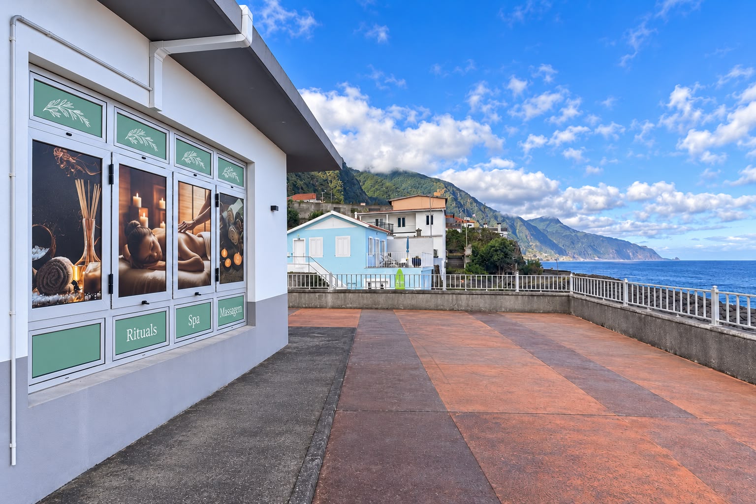 Rosemary façade beside the seafront promenade in São Vicente